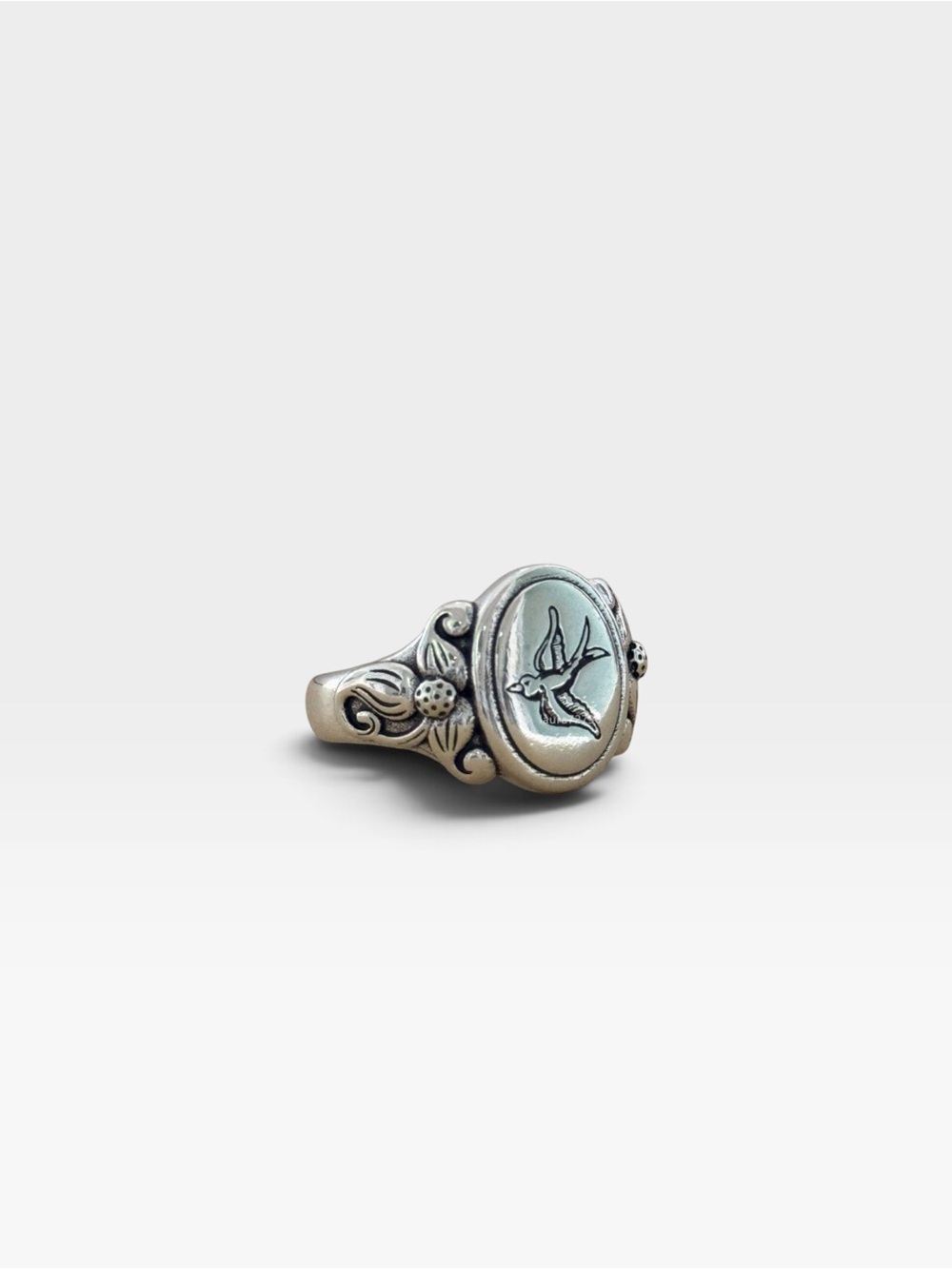 Silver Swallow Signet Ring - Silver